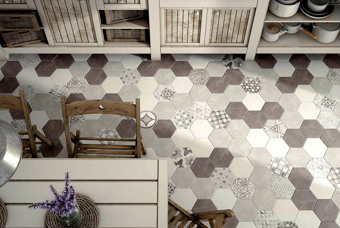 Коллекция Hexatile Cement цвет белый — фото 5